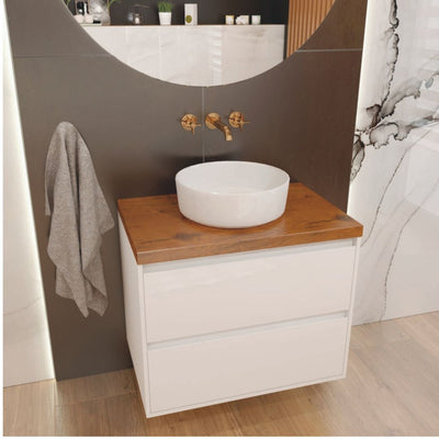 Finn White Vanity Unit & Countertop - 600mm Oak - Bathroom Store Ireland