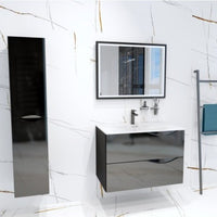 colourado Tall Unit Gloss Black in Bathroom