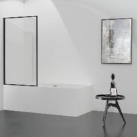 Black Frame Alex 1-Wing Fixed Bath Screen - 800mm - Bathroom Store Ireland