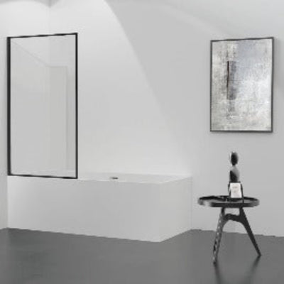 Black Frame Alex 1-Wing Fixed Bath Screen - 800mm - Bathroom Store Ireland