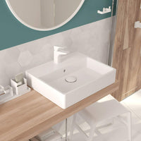 Temisto Ceramic washbasin countertop/wall-mounted - 60x50 cm - white - Deante