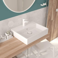 Temisto Ceramic washbasin countertop/wall-mounted - 50x40 cm - white - Deante