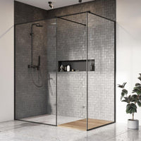 Modo X III 10mm Walk-In Screen with Side Panel - Black Frame - 500mm 500mm - Radaway