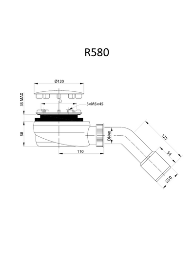 R580 White Shower Waste - Radaway
