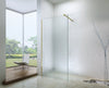 Clear Glass Walk In Shower Screen With Brushed Gold Profile and Support Arm