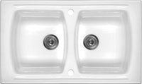 Ceramic sink, 2-bowl white