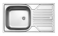 Steel sink, 1-bowl with drainer - 2" drain décor