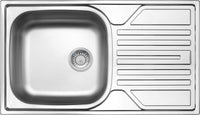 Steel sink, 1-bowl with drainer - 3.5" drain décor
