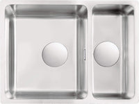 Steel sink, 1.5-bowl, undermount brushed steel