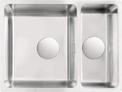 Steel sink, 1.5-bowl, undermount brushed steel