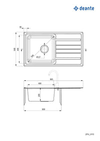 Virgo Steel sink 1-bowl with drainer - Deante