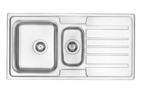 Steel sink, 1.5-bowl with drainer satin