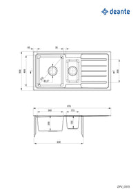 Virgo Steel sink 1.5-bowl with drainer - Deante
