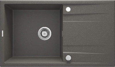 Granite sink, 1-bowl with drainer anthracite metallic