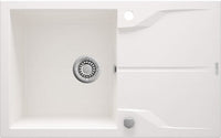 Granite sink, 1-bowl with drainer - flush-mounted alabaster