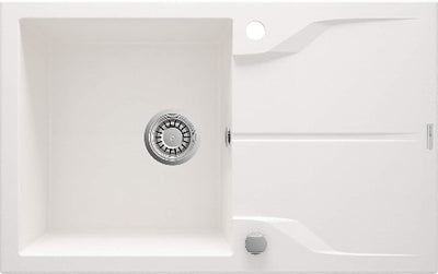 Granite sink, 1-bowl with drainer - flush-mounted alabaster