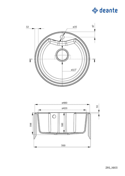 Solis Granite sink 1-bowl - graphite - Deante