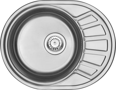 Steel sink, 1-bowl with drainer satin