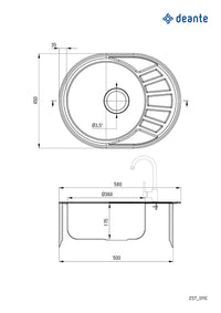Stock Steel sink 1-bowl with drainer - Deante