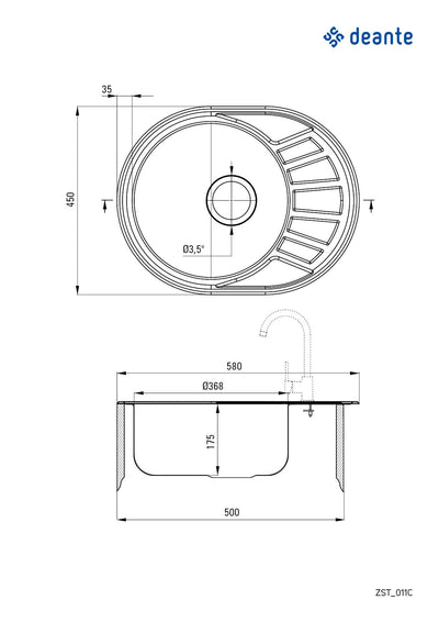 Stock Steel sink 1-bowl with drainer - Deante