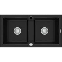 Mario 2-Chamber Granite Sink - Black - Bathroom Store Ireland