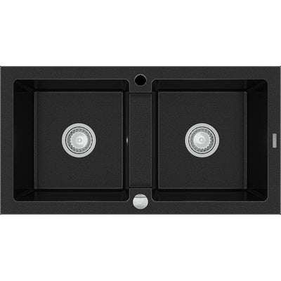 Mario 2-Chamber Granite Sink - Black - Bathroom Store Ireland
