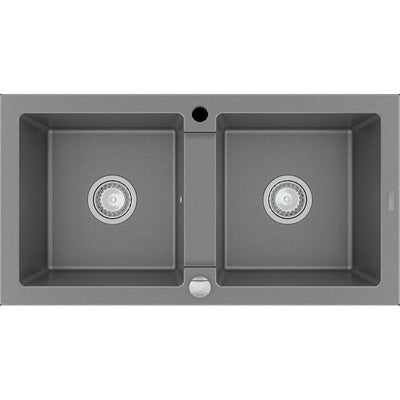 Mario 2-Chamber Granite Sink - Grey - Bathroom Store Ireland