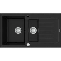 Matias Granite Sink 1.5-Chamber With Short Drainer - Black - Bathroom Store Ireland