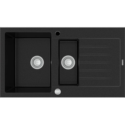 Matias Granite Sink 1.5-Chamber With Short Drainer - Black - Bathroom Store Ireland
