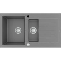 Matias Granite Sink 1.5-Chamber With Short Drainer - Grey - Bathroom Store Ireland