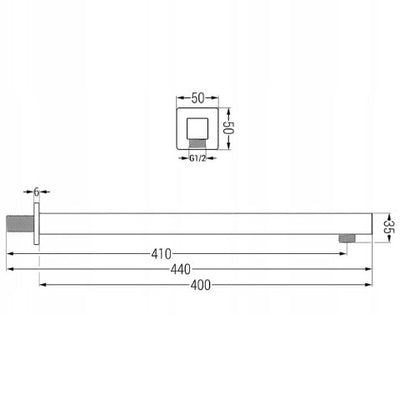 Shower Screen Chrome Square Mexen Shower Arm Mexen