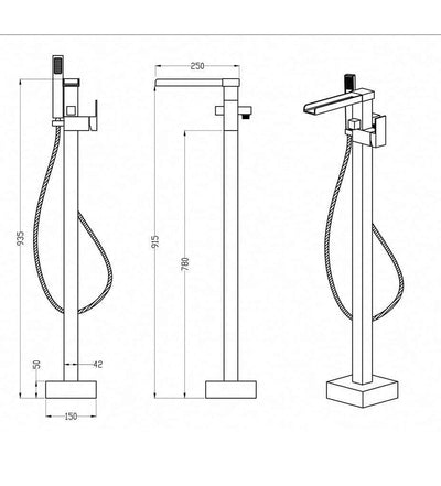 Weesen Freestanding Bath Mixer Tap - Chrome - SW60 - Bathroom Store Ireland