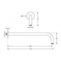 Round Wall Shower Arm, 400mm - Bathroom Store Ireland