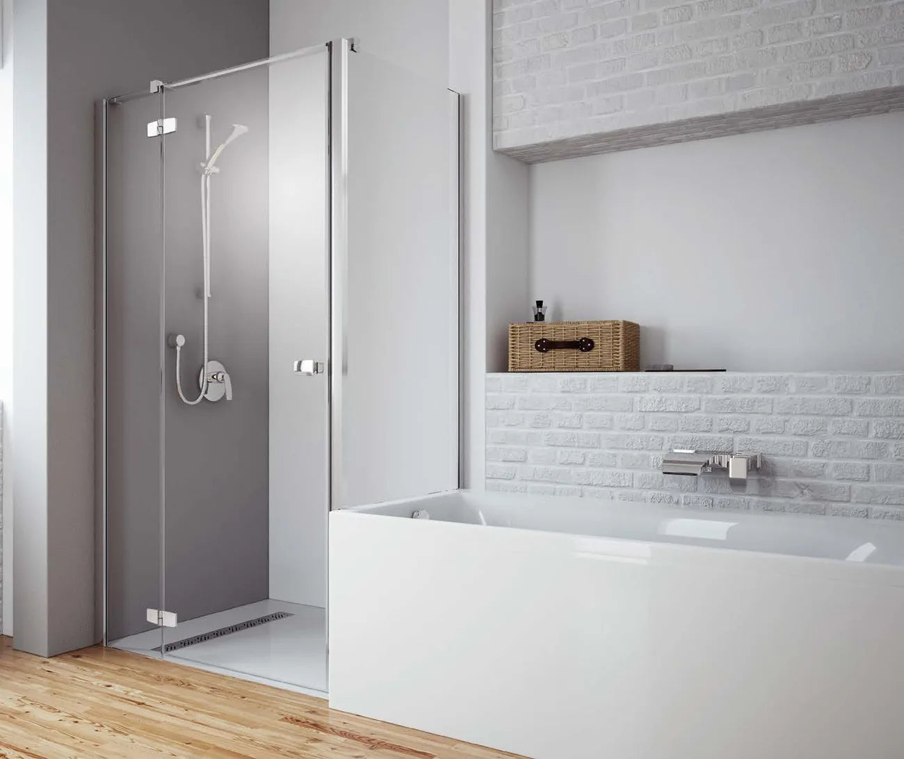 Bathroom with a bathtub and shower